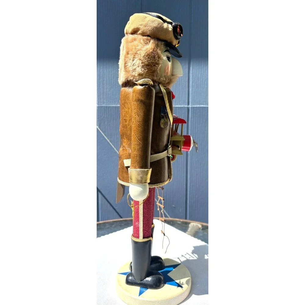 Vintage Bombay Company Aviator Nutcracker Pilot with Model Plane 18